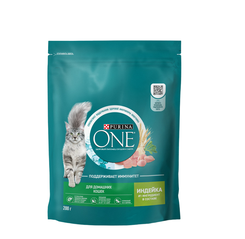 Сухой корм для домашних кошек Purina ONE® с индейкой и злаками